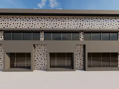 Minimalist 2 storey building 3D model