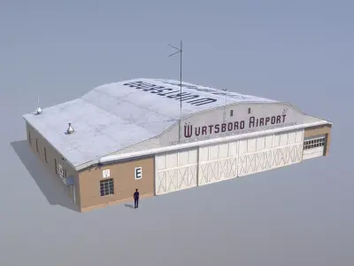 Wurtsboro Airport Hangar E Low-poly 3D model