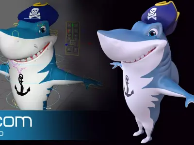Asset - Cartoons - Animal - Shark 02 - Rig 3D model