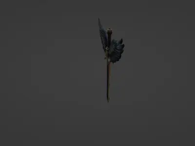 Angel Winged Sword Fantasy Weapon 3D model