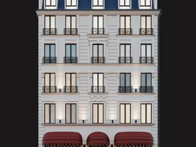 Classic hotel facade 3D model