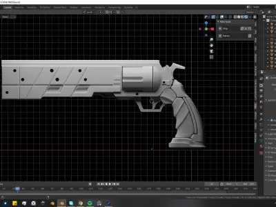 Sci Fi revolver Low-poly 3D model