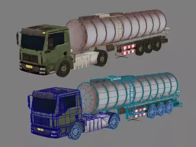 oil tank lorry Low-poly 3D model