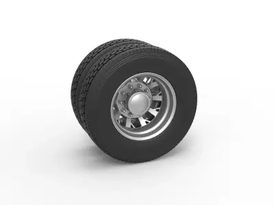 Rear custom wheel of semi truck Version 9 Scale 1 to 25 3D print model