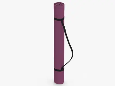 Yoga Mat Purple and Blue Strap 3D model