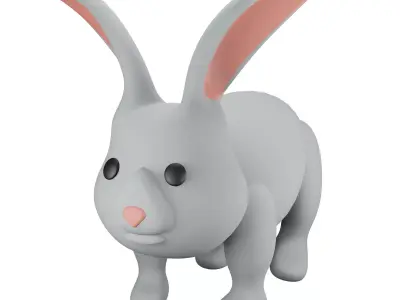 Cute Bunny or Rabbit Low-poly 3D model