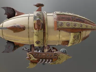 SteamPunk VincySky Aircraft Low-poly 3D model