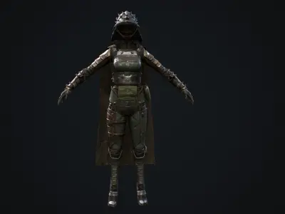 Female set 1 character Low-poly 3D model