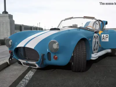 Shelby 427 Cobra Blue Yellow Rigged 3D model