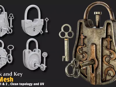 10 Lock and Key Base Mesh VOL01 Low-poly 3D model
