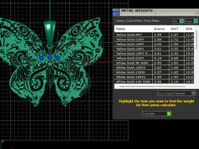 GOLDEN BUTTERFLY PENDANT 3D PRINTABLE MODEL 3D print model