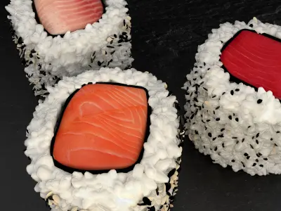 Hosomaki 3 fish sushi 3D model