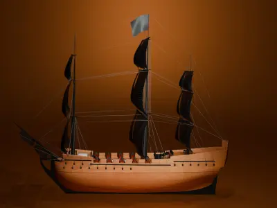Wooden Sailing Ship 3D model