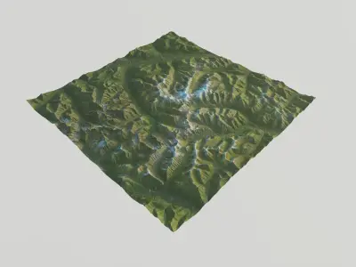 Arrigetch Peaks Alaska 3D Landscape 40km x 40km 5m DEM 3D model