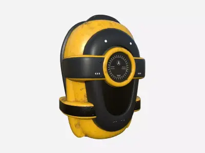 SciFi Backpack C10 Yellow - Fashion Character Design Low-poly 3D model