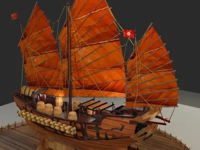 Chinese junk boat 3D model