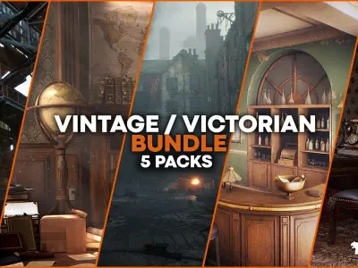 Vintage Victorian Environments Mega Bundle 5 Packs Low-poly 3D model