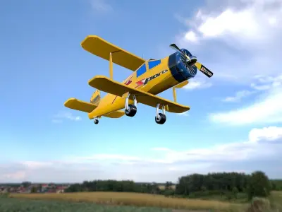 Sports Plane Low-poly 3D model