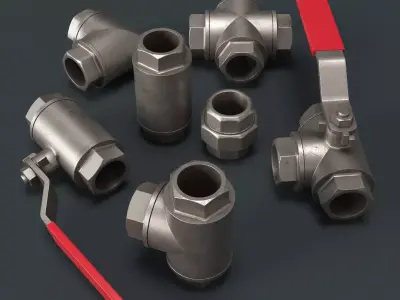 Valve connectors set 3D model