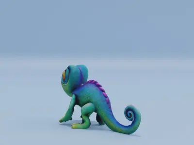 Chameleon Cute Chibi Style Low-poly 3D model
