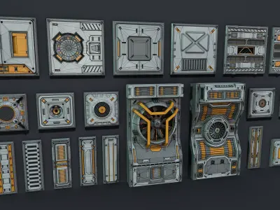 Sci-Fi Panels - Collection 4 - 20 pieces  Low-poly 3D model