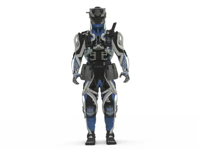 Futuristic Battle Robot 3D Model Rigged Game Ready Free low-poly 3D model