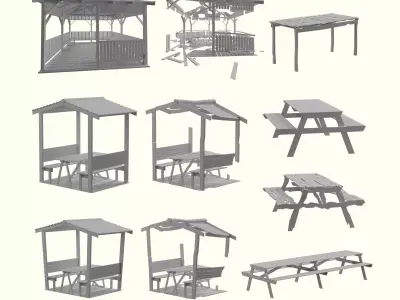 Public Furniture Low-poly 3D model