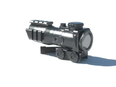 Weapon Set Collimator Scope and Silencer HP 3D model