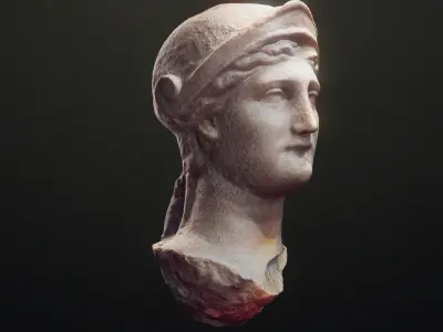 Athen godess head scanned and lowpoly Low-poly 3D model