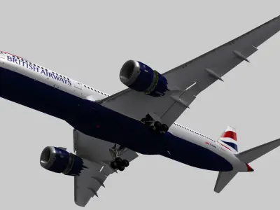 Boeing 787-9 British airways livery Low-poly 3D model