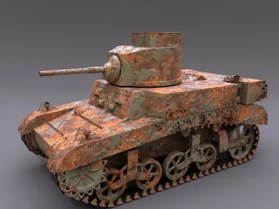 M3 Stuart wreck 3D model
