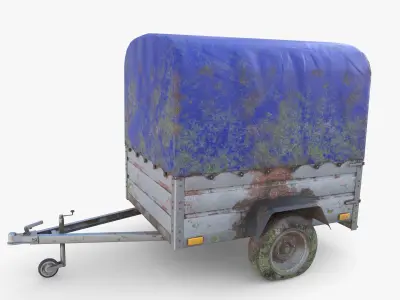 Cargo Trailer v4 weathered Low-poly 3D model