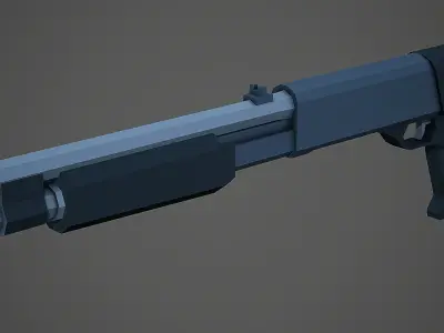 Stylized M56B Shotgun Low Poly Mobile Ready Low-poly 3D model