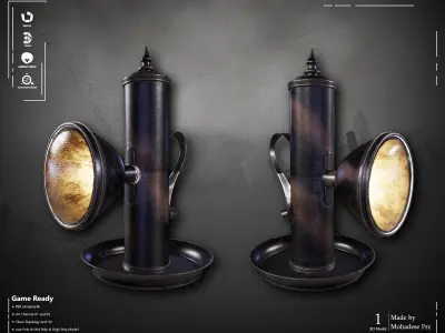 Military Flashlight ww2 VOL07 Game Ready Low-poly 3D model