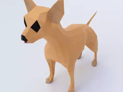 Puppy 3d model chihuahua dog in low polygons Low-poly 3D model