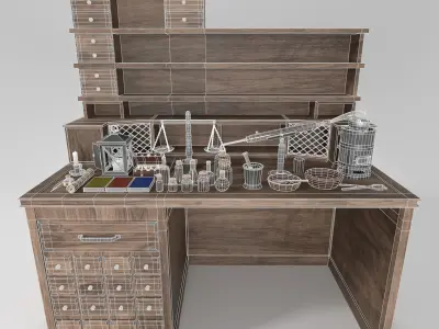 Medieval Alchemist Set Free low-poly 3D model