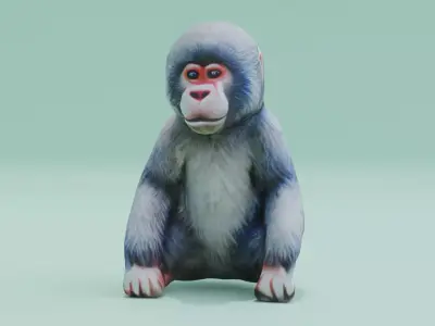 Monkey Japanese Snow Toy Low High Poly Low-poly 3D model