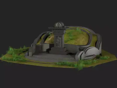 mausoleum stone inscription tomb cemetery Chinese 3D model