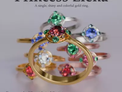 Princess Elena Gold Ring 3D model