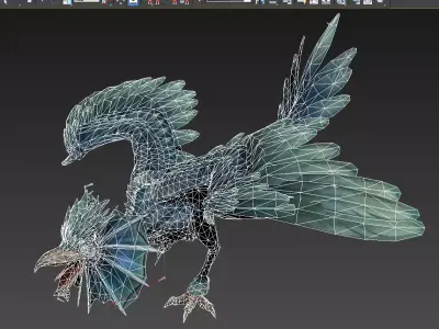 pterosaur ostrich Jurassic Period saddle horse Low-poly 3D model