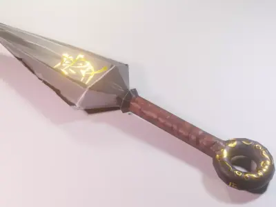 Low Poly Game-Ready Ninja Knife - Kunai Low-poly 3D model