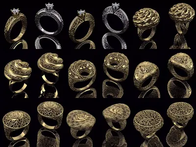 Set of Ultra Vision Ring Pendant Collection 30 models 3D print model