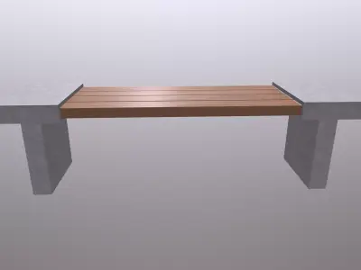 Bench Wood Concrete Low-poly 3D model