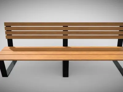 Modern Outdoor Bench  Low-poly 3D model