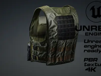 military bulletproof vest game ready UE5 FBX Low-poly 3D model