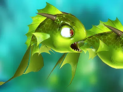 3DRT - Dragon Fish Low-poly 3D model