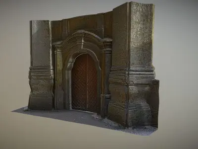 Old rusty church gate scan Low-poly 3D model