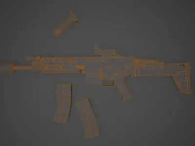 SCAR-H Assault Rifle Low-poly 3D model buy