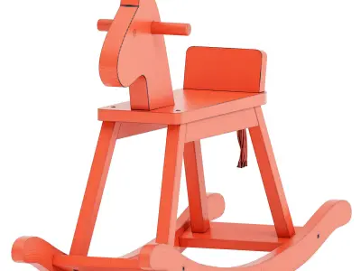 Orange Red Rocking Horse  Free 3D model