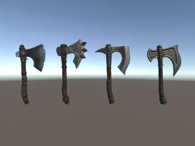 PBR Fantasy Weapons Hand Axes Low-poly 3D model